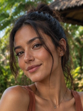 AI-generated portrait of Maya in a tropical garden